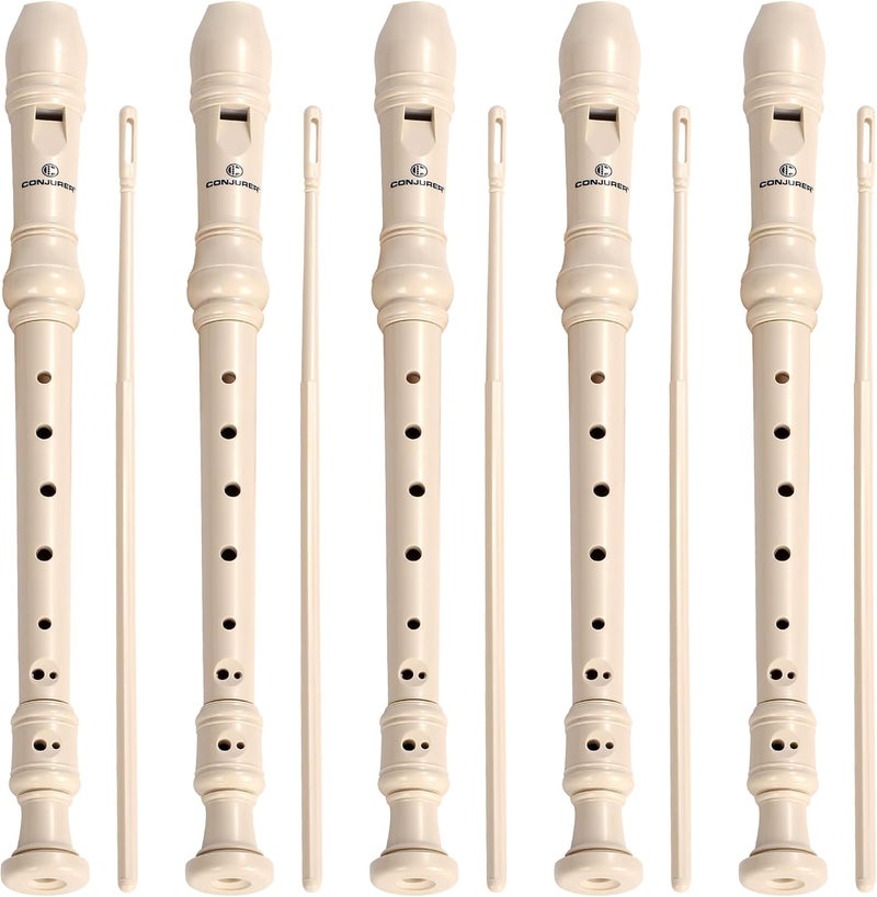 CONJURER 5Pc Soprano Recorder Instrument for Kids Student - German Fingering 8 Hole Flute ABS Descant Recorders for Beginners with Cleaning Rod and Bag for Kids over 3 Years Old - Image 1
